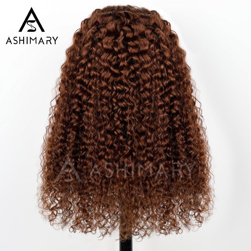 Ashimary Water Wave Invisi-Strap Snug Fit 360 Lace Frontal Pre-Cut Bleached Knots Chocolate Brown Glueless Lace Wig