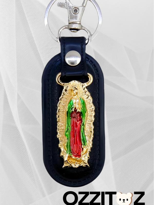 La Virgen de Guadalupe Key Chain - Color, Pink and Gold