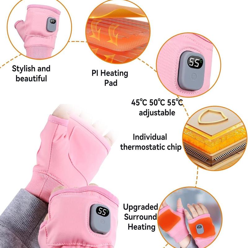 Portable Heating Gloves, 1 Pair Rechargeable Hand Warmer with Digital Display, Heated Gloves with 3 Temperature Modes for Home Use