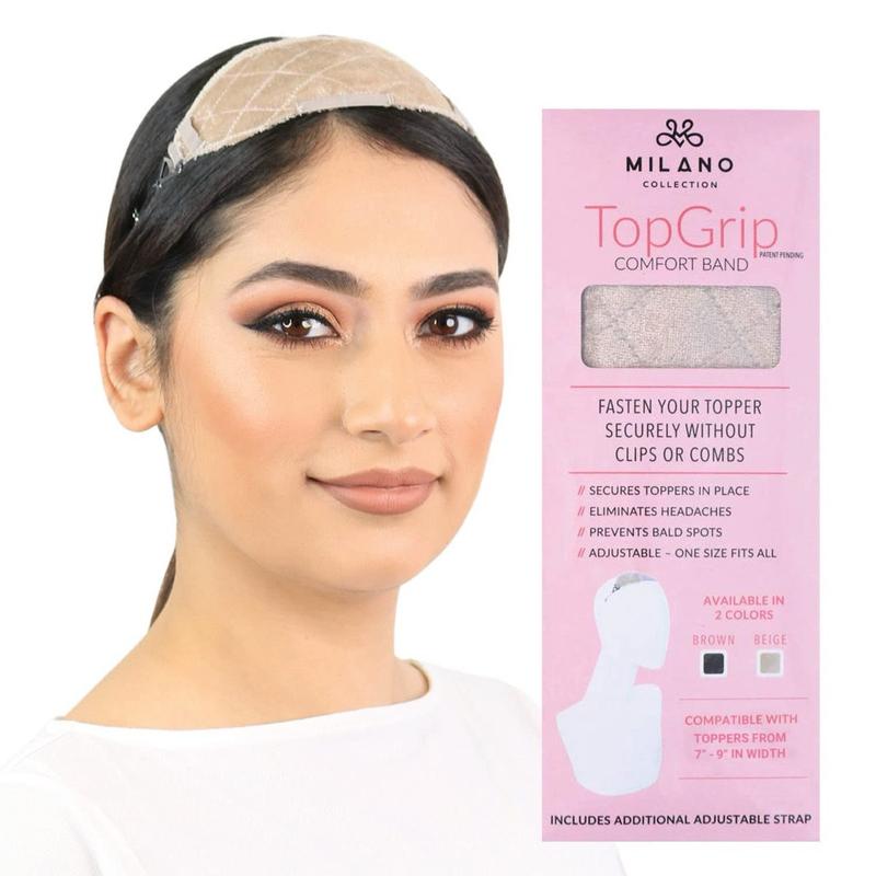 Milano Collection TopGrip Comfort Band for Medium Base Hair or Wig Toppers, Adjustable Translucent Strap, Side Openings to Secure your Wig Topper