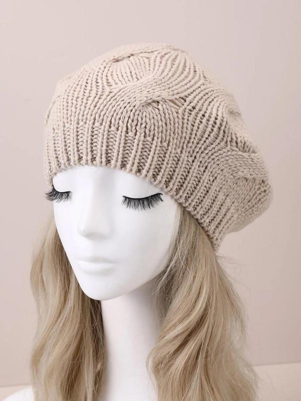 Boho Minimalist Solid Color Beret, Casual Trendy Knitted Beret Hat, Fashionable Hat for Women for Fall & Winter