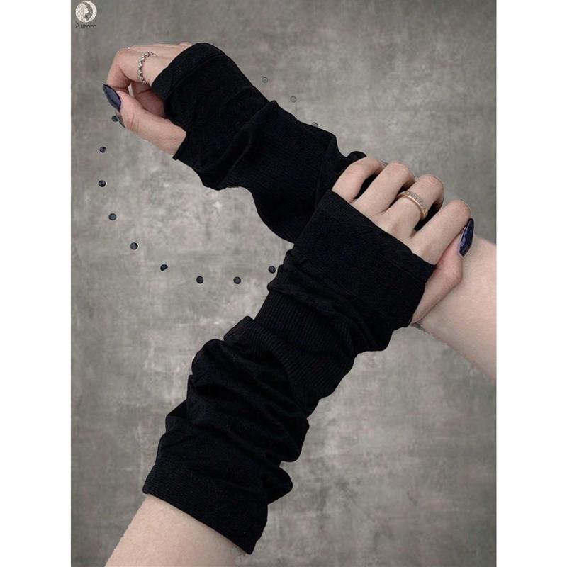 Luna Aurora  Arm Sleeves Women Long Fingerless Gloves Knit Arm Warmer For Women Knit Mitten Gloves With Thumb Hole Halloween Accessories Winter GlovesCold Gloves