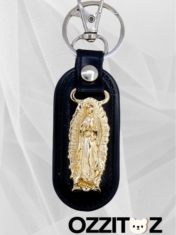 La Virgen de Guadalupe Key Chain - Color, Pink and Gold