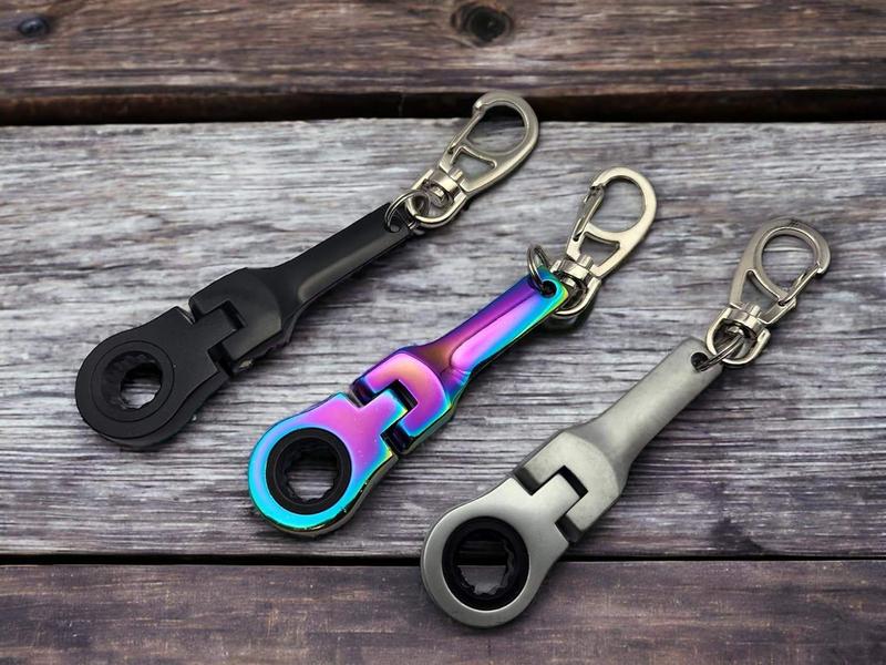 10mm Socket Ratchet Wrench Keychain Key Ring (Optional Free Mini Tape Measurement or Free Mini Toy Wrench Spanner Keychain) Automotive Part Car Auto Key Chain