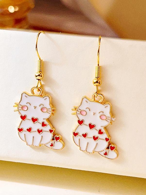 Alloy Cute Cat Dangle Earrings