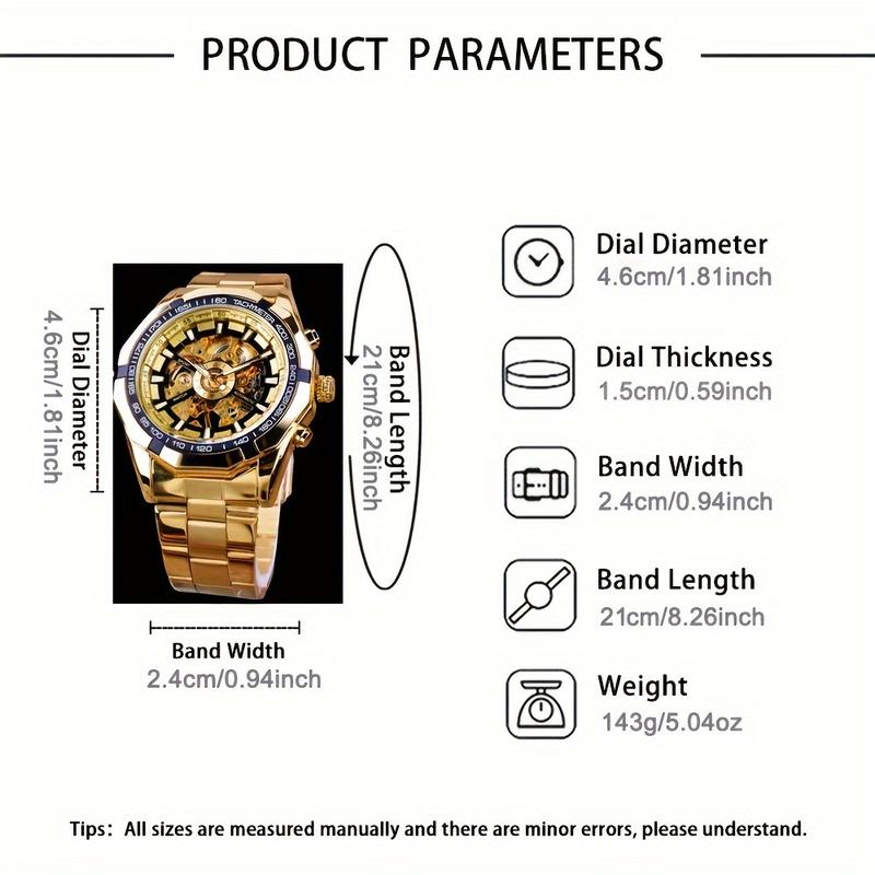 Stainless Steel Business Men's Automatic Mechanical Watch, Fashion Luminous Hollow Sports Watch, Best Choice for Gifts