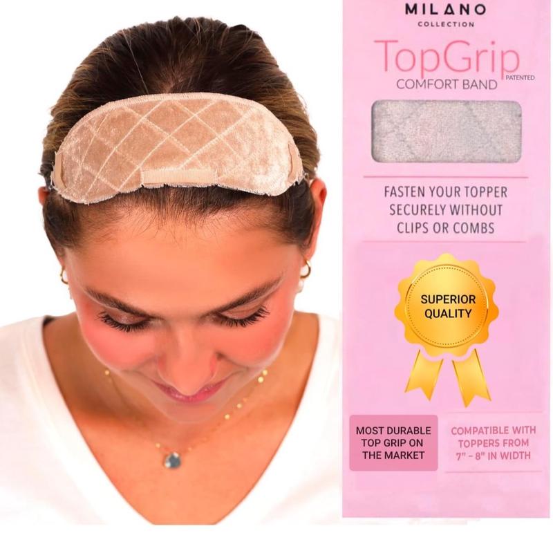 Milano Collection TopGrip Comfort Band for Medium Base Hair or Wig Toppers, Adjustable Translucent Strap, Side Openings to Secure your Wig Topper