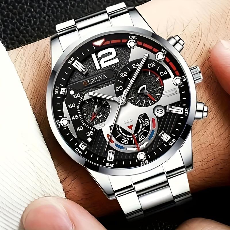 3-Piece Luxury Men's Quartz Watch Set: Stainless Steel Band, Precision Time Scale, Perfect for Business & Casual Wear, Ideal Gift for Back to School, Christmas, Birthdays