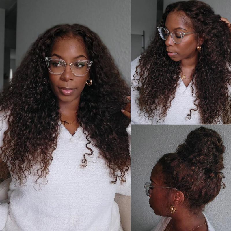 Ashimary Water Wave Invisi-Strap Snug Fit 360 Lace Frontal Pre-Cut Bleached Knots Chocolate Brown Glueless Lace Wig