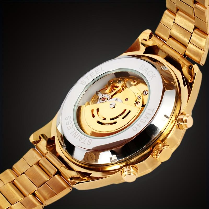 Stainless Steel Business Men's Automatic Mechanical Watch, Fashion Luminous Hollow Sports Watch, Best Choice for Gifts