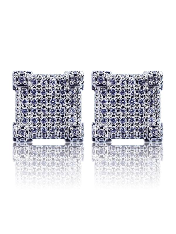 Rhinestone Decorated Stud Earrings (1 Pair), Elegant Square Shaped Earrings for Women & Men, Trendy All-match & Exquisite Jewelry for Birthday Gift