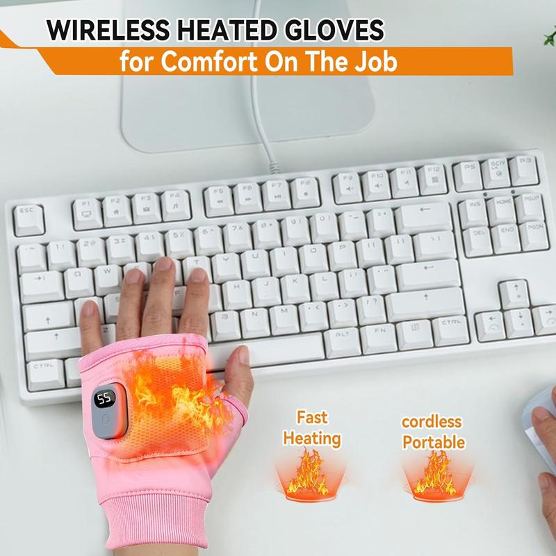 Portable Heating Gloves, 1 Pair Rechargeable Hand Warmer with Digital Display, Heated Gloves with 3 Temperature Modes for Home Use