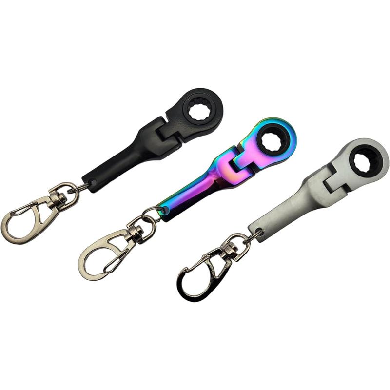 10mm Socket Ratchet Wrench Keychain Key Ring (Optional Free Mini Tape Measurement or Free Mini Toy Wrench Spanner Keychain) Automotive Part Car Auto Key Chain