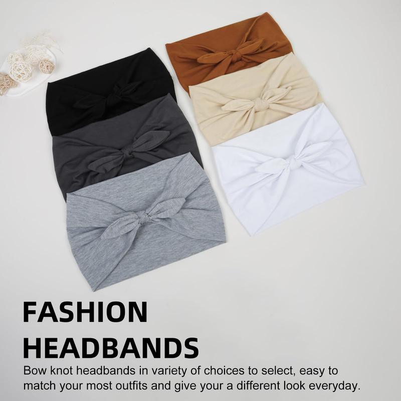 6 or 8 Packs Bow Headbands, 7’’ Extra Wide Head Bands for Women’s Hair Non Slip Headwraps Workout Turban Hair Accessories