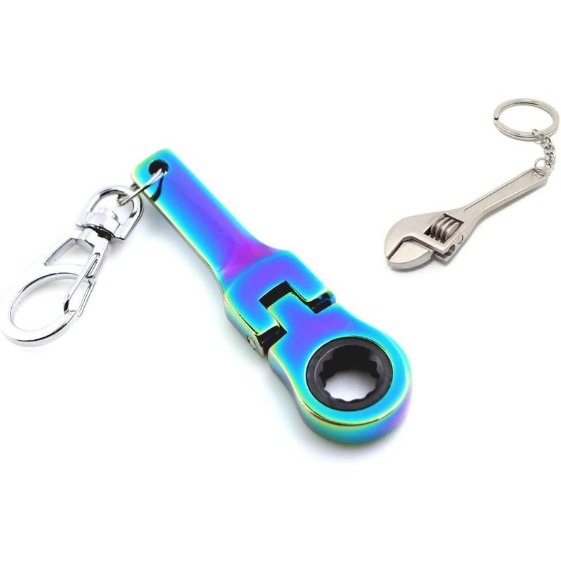 10mm Socket Ratchet Wrench Keychain Key Ring (Optional Free Mini Tape Measurement or Free Mini Toy Wrench Spanner Keychain) Automotive Part Car Auto Key Chain