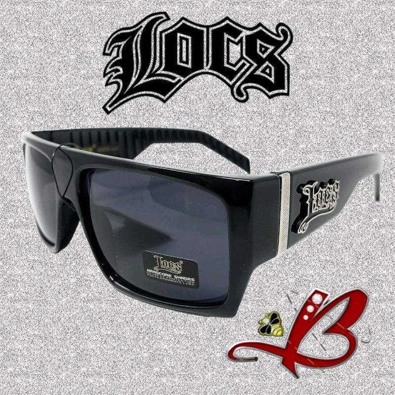 LOCS Flat Top Hardcore Black Glossy Gangster Sunglasses Full Rim Square Cholo OG Lowrider Shades | Original & Authentic Locs