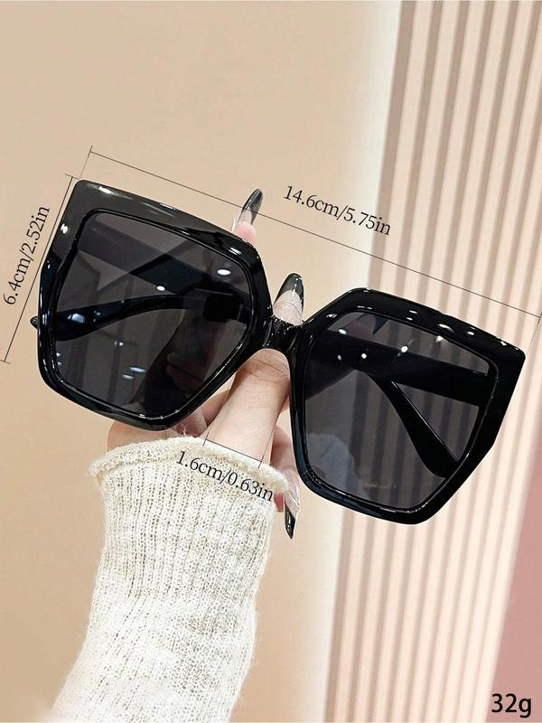 Unisex Simple Style Plain Color Sunglasses, Trendy Casual Large Size Square Frame Sunglasses for Everyday Use, Fashion Accessories for Outdoor Activities