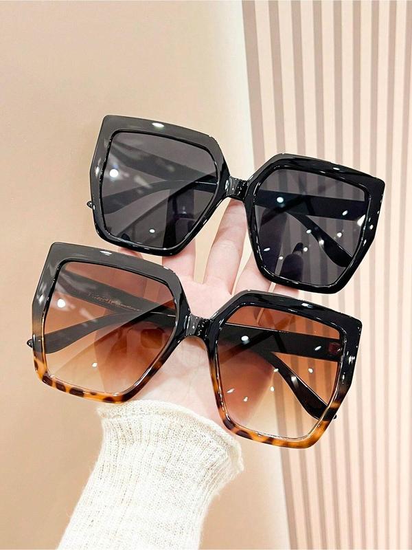 Unisex Simple Style Plain Color Sunglasses, Trendy Casual Large Size Square Frame Sunglasses for Everyday Use, Fashion Accessories for Outdoor Activities