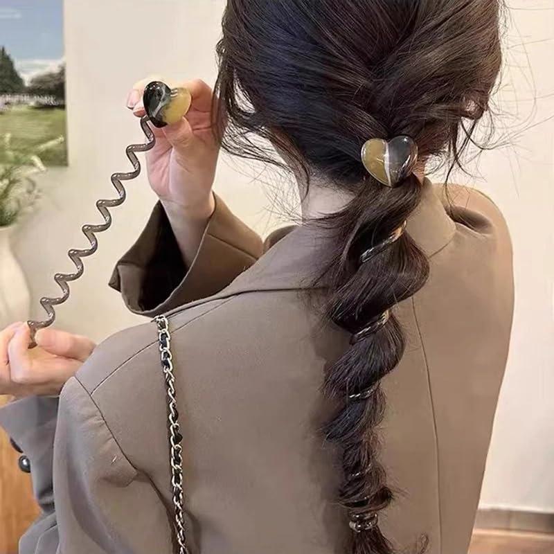 Heart Design Ponytail Elastic Hair Bands Rubber Ties Bundle Scrunchies Telephone Wire Accessories Women