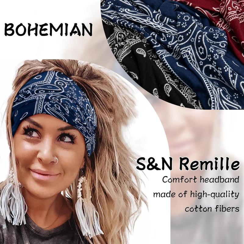 Wide Boho Headbands for Women Extra Large Turban Headband Hairband Hair Twisted Knot Accessories 3 Pack