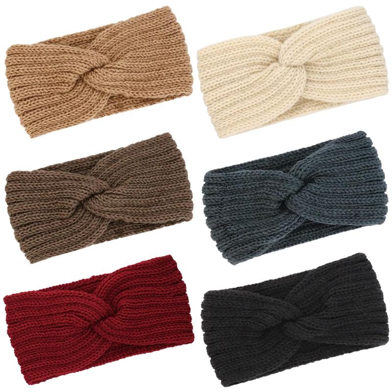 6 s Knit Winter Headbands for Women Ear Muffs for Winter Crocheted Ear Warmers HeadWrap Winter Accessories for Women