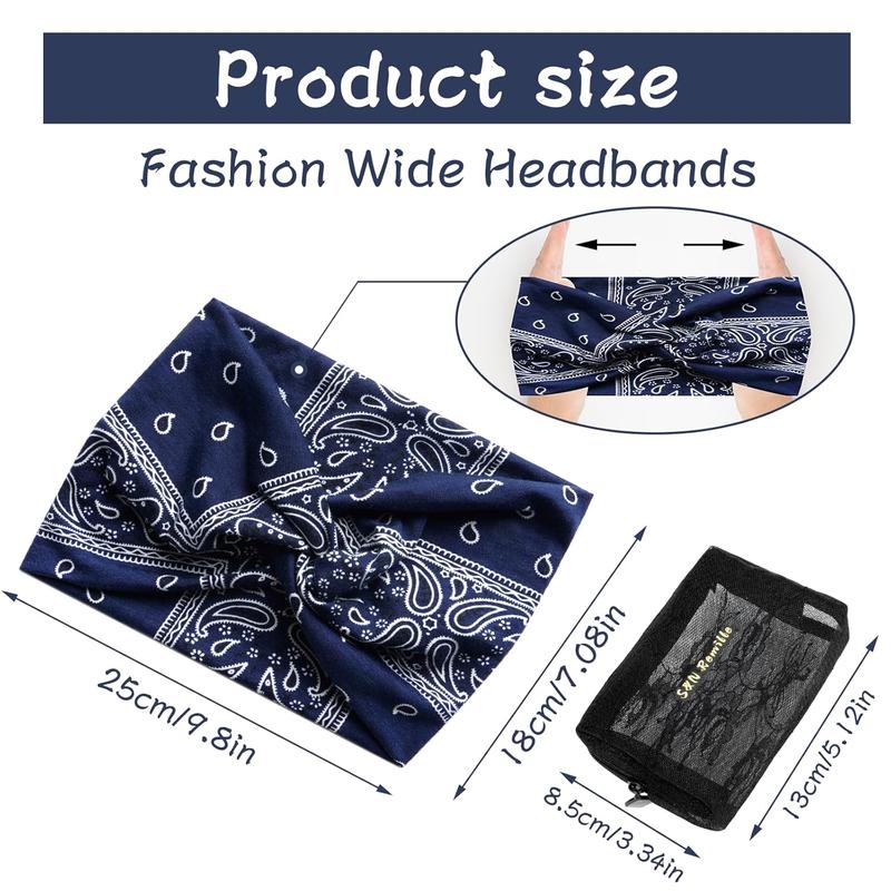 Wide Boho Headbands for Women Extra Large Turban Headband Hairband Hair Twisted Knot Accessories 3 Pack