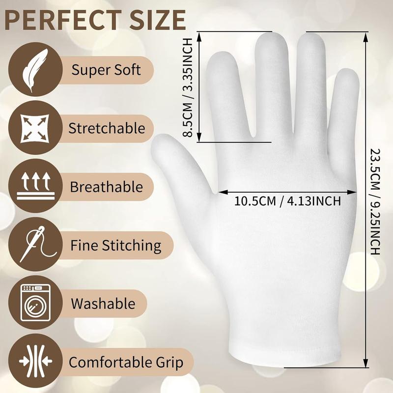 2 Pairs White Cotton Moisturizing Gloves Spa Touch Screen Gloves Overnight Bedtime Moisturizing Hands Gloves Dry Hands Lotion Gl