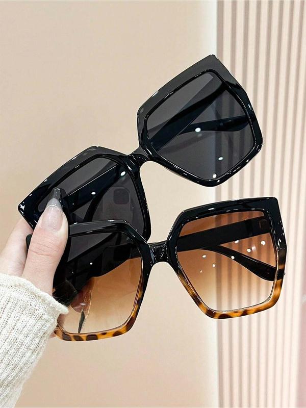 Unisex Simple Style Plain Color Sunglasses, Trendy Casual Large Size Square Frame Sunglasses for Everyday Use, Fashion Accessories for Outdoor Activities