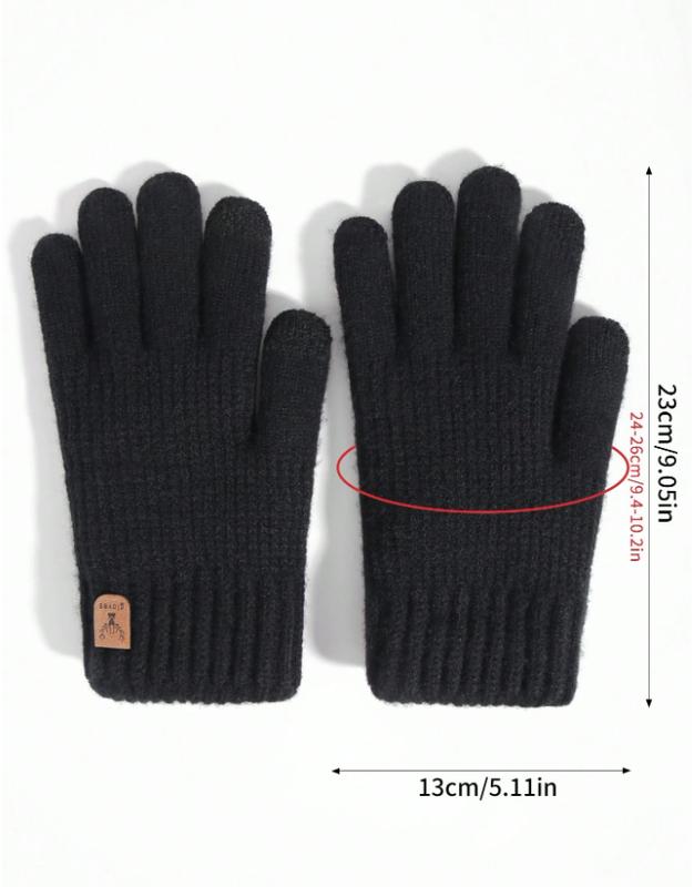 1 Pair Women's Winter Double-Layered Touch Screen Texting Warm Gloves, Knitted With Deer Skin And Fleece To Keep You Warm In Cold Weather, Perfect For Parties, Driving, Playing Games, Cycling, Hiking And Writing Halloween Accessories Winter Gloves