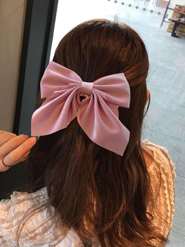 Cute Bow Decor Hair Claw, Solid Color & Polka Dot Pattern Hair Accessories for Women & Girls, Minimalist Headwear Suitable for Thick Hair