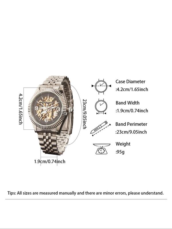 Men's Business Fashion Hollow Out Design Mechanical Watch, Fashion Watch for Party, Daily Clothing Decor, Trendy All-match & Exquisite Watch for Birthday Gift with Box