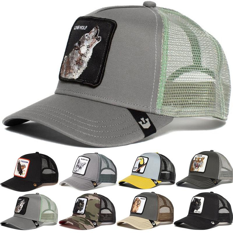 Tiger Wolf Brand baseball cap, net summer hat, anime Paner toucan, trucker hat, shark, grizzly, dad, snapback net