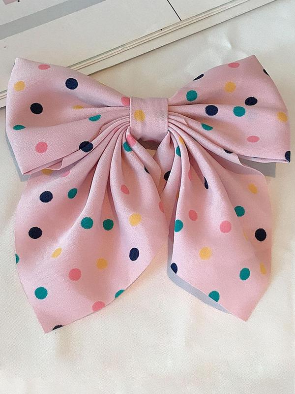 Cute Bow Decor Hair Claw, Solid Color & Polka Dot Pattern Hair Accessories for Women & Girls, Minimalist Headwear Suitable for Thick Hair