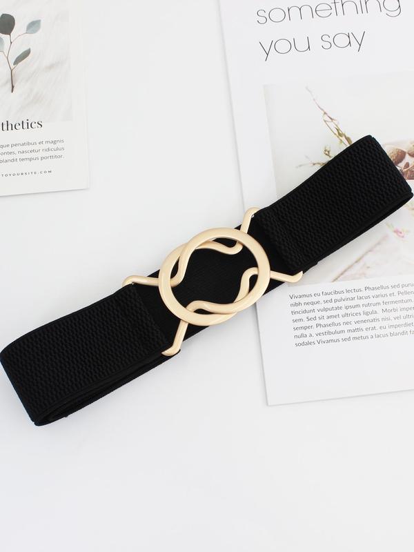 Women's O-ring Decor Wide Belt, Casual Elastic Waistband for Jeans, Fashion Belt for Party, Daily Clothing Decor, Trendy All-match & Exquisite Belt for Gift