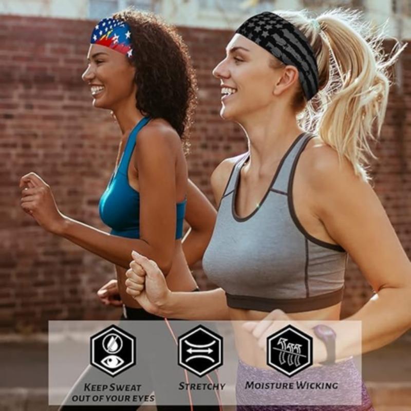 Men's American Flag Print Sweatband, 4 Counts set Breathable Non-slip Headband, Outdoor Sports Headband for Gym Workout Running