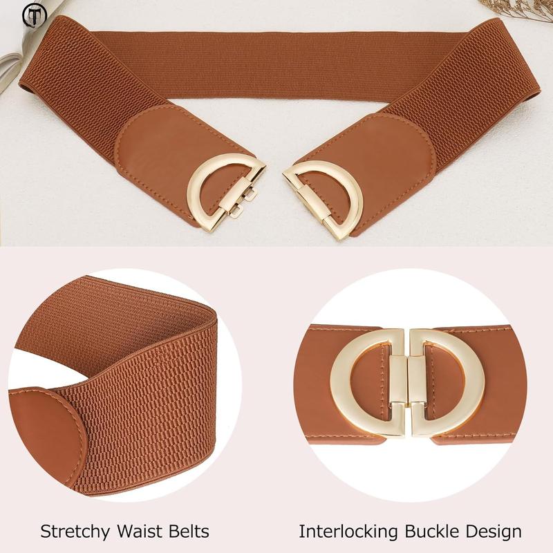 Women Wide Elastic Waist Belts Wide Stretchy Belts for Dress Fashion Ladies Belt