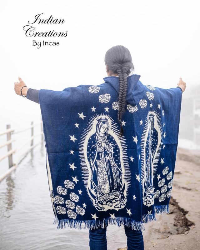 Handmade Alpaca Wool poncho. (Virgen de Guadalupe) Super soft and warm! Manufactured in Ecuador. One Size. Unisex!Gift Ideas