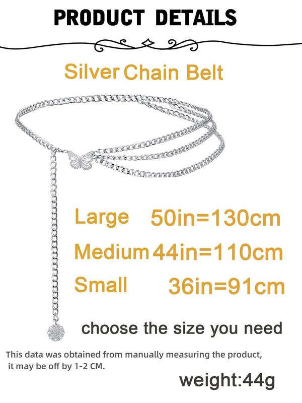 Fashion Butterfly Detail Chain Belt for Women, Trendy Matching Waistband for Dress, Fashion All-match Clothes Accessories