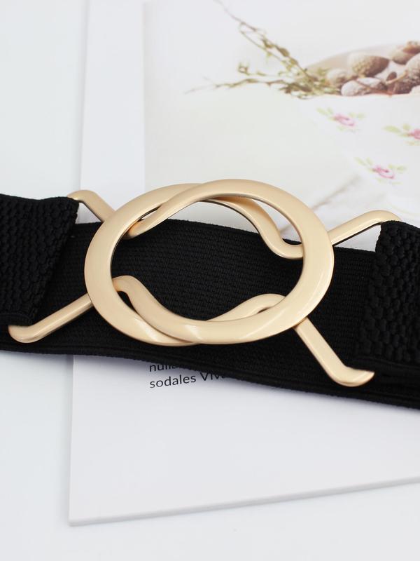 Women's O-ring Decor Wide Belt, Casual Elastic Waistband for Jeans, Fashion Belt for Party, Daily Clothing Decor, Trendy All-match & Exquisite Belt for Gift