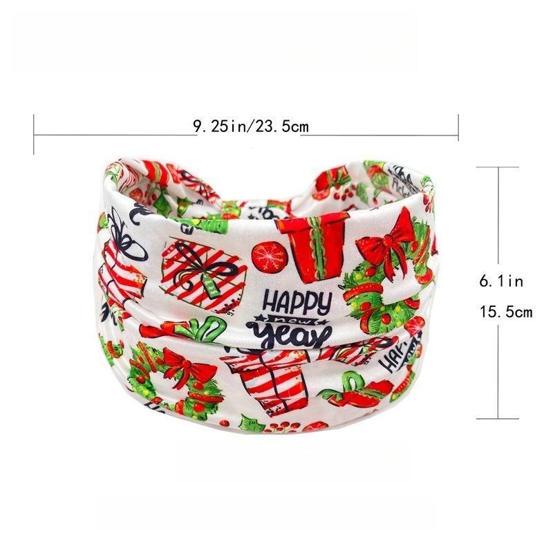 Christmas Themed Print Sports Headband, 2 Counts set Elastic Breathable Sweatband, Sports Headband for Outdoor Cycling, Running, Hiking, Travel