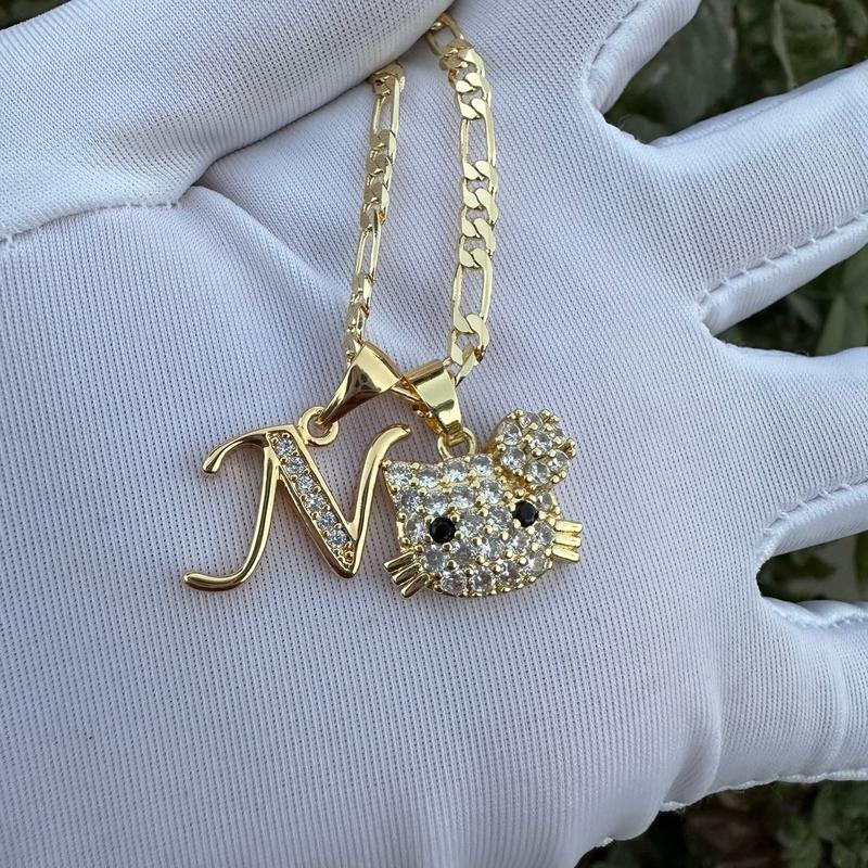 Personalized Cat Clear Necklace with Your Letter - Customizable Jewelry