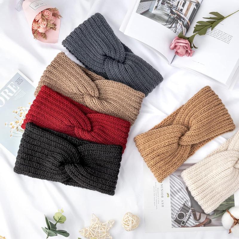 6 s Knit Winter Headbands for Women Ear Muffs for Winter Crocheted Ear Warmers HeadWrap Winter Accessories for Women