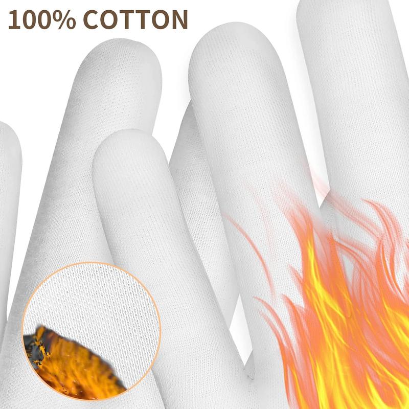 2 Pairs White Cotton Moisturizing Gloves Spa Touch Screen Gloves Overnight Bedtime Moisturizing Hands Gloves Dry Hands Lotion Gl