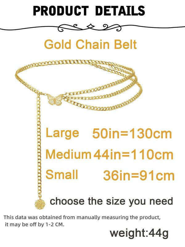 Fashion Butterfly Detail Chain Belt for Women, Trendy Matching Waistband for Dress, Fashion All-match Clothes Accessories