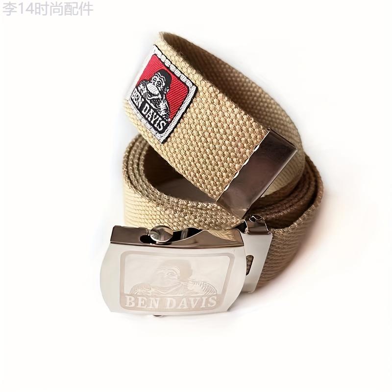 1pc Retro-Style Canvas Belt for Men - Automatic Buckle, Trendy Denim, Gorilla Men Theme, Perfect for Holiday Party Gifts, Casual Daily Wear, and Outdoor Activities