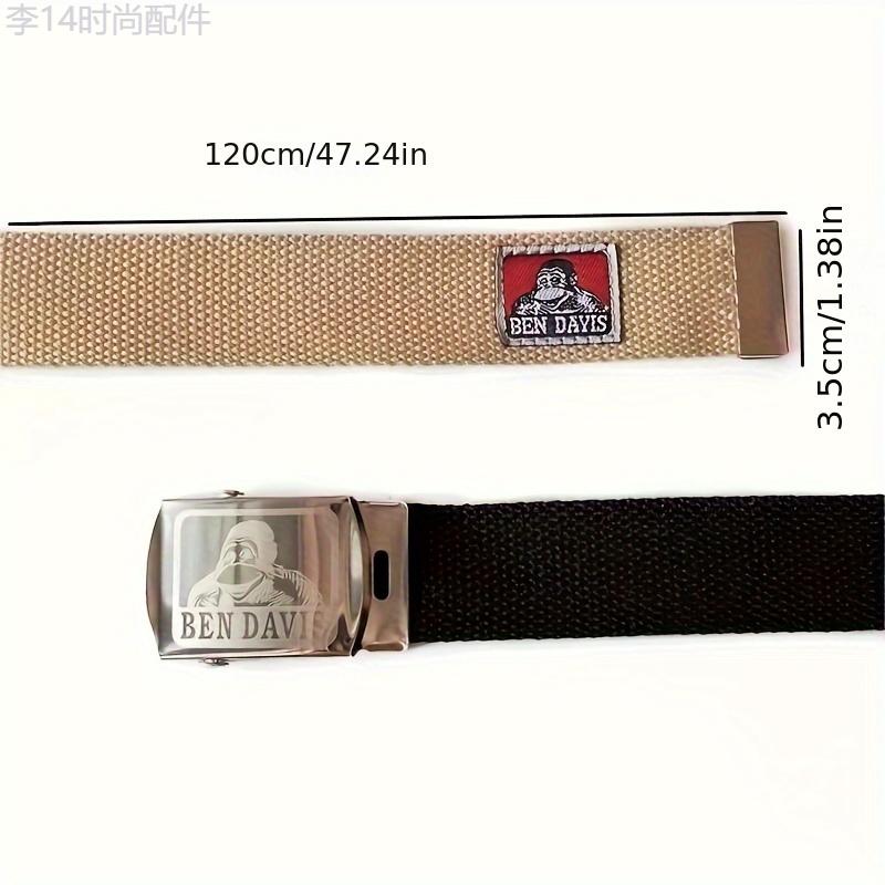 1pc Retro-Style Canvas Belt for Men - Automatic Buckle, Trendy Denim, Gorilla Men Theme, Perfect for Holiday Party Gifts, Casual Daily Wear, and Outdoor Activities