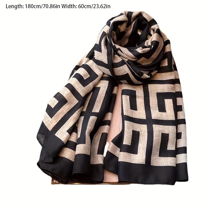 Luxurious Geometric Pattern Scarf - Soft & Cozy Shawl for Women - Lightweight, Breathable & Warm, Perfect Autumn Winter Accessory - Generously Sized, Non-Stretch, Stylish Design