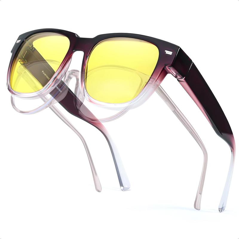 Myiaur Women’s Night Driving Fit Over Glasses, Polarized Anti Glare Night Vision Glasses Nighttime Yellow Lens Glasses