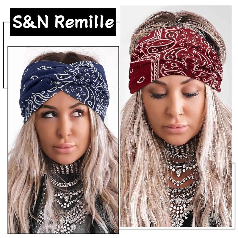 Wide Boho Headbands for Women Extra Large Turban Headband Hairband Hair Twisted Knot Accessories 3 Pack