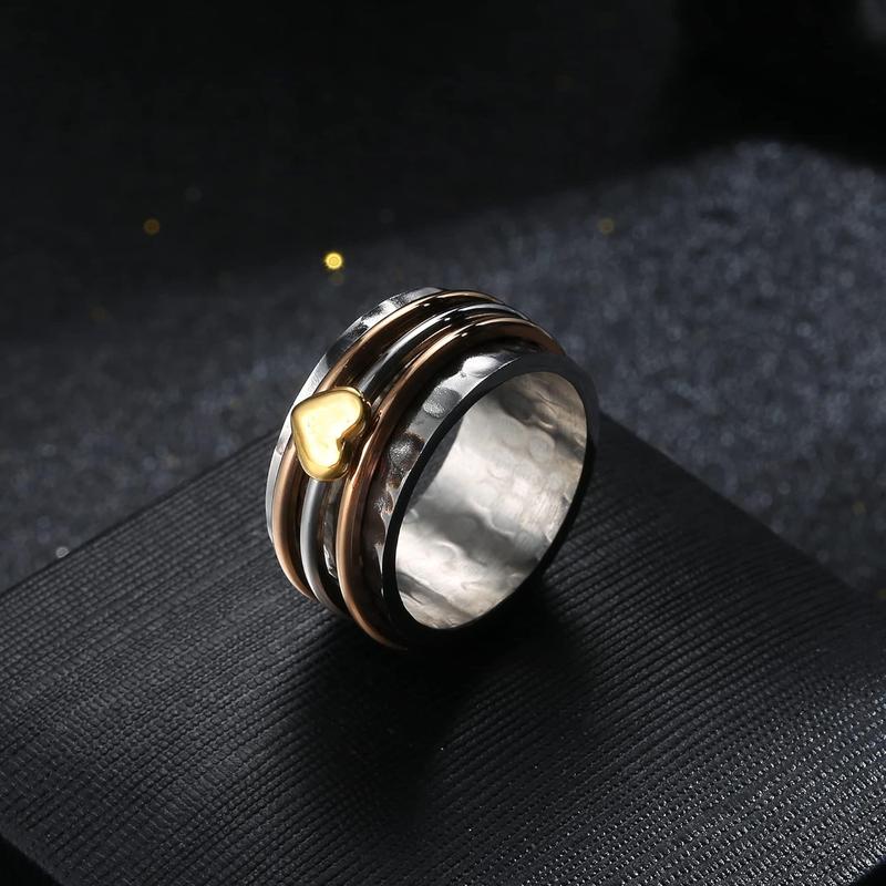 Jstyle Stainless Steel Spinner Rings Fidget Band Rings Moon Star Flower Butterfly Anxiety Rings for Women Men